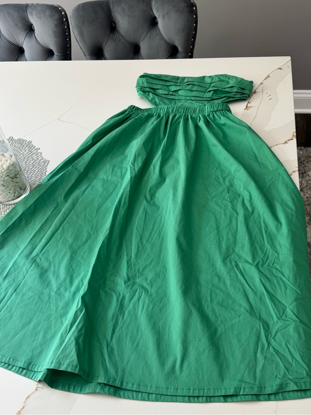 Strapless Green Summer Midi Dress